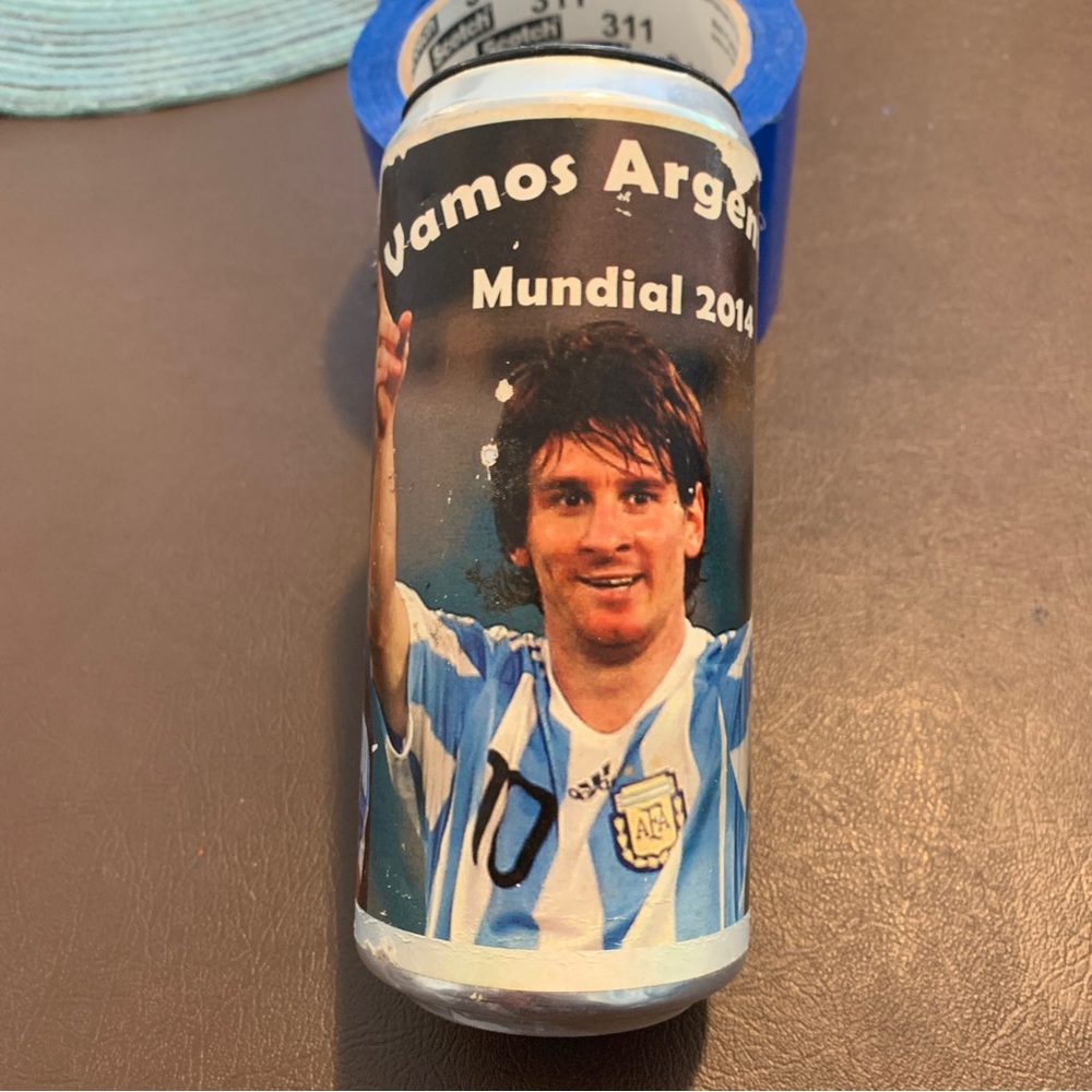 RARE MUG, Messi MADE OUT OF CAN IN ARGENTINA 2014